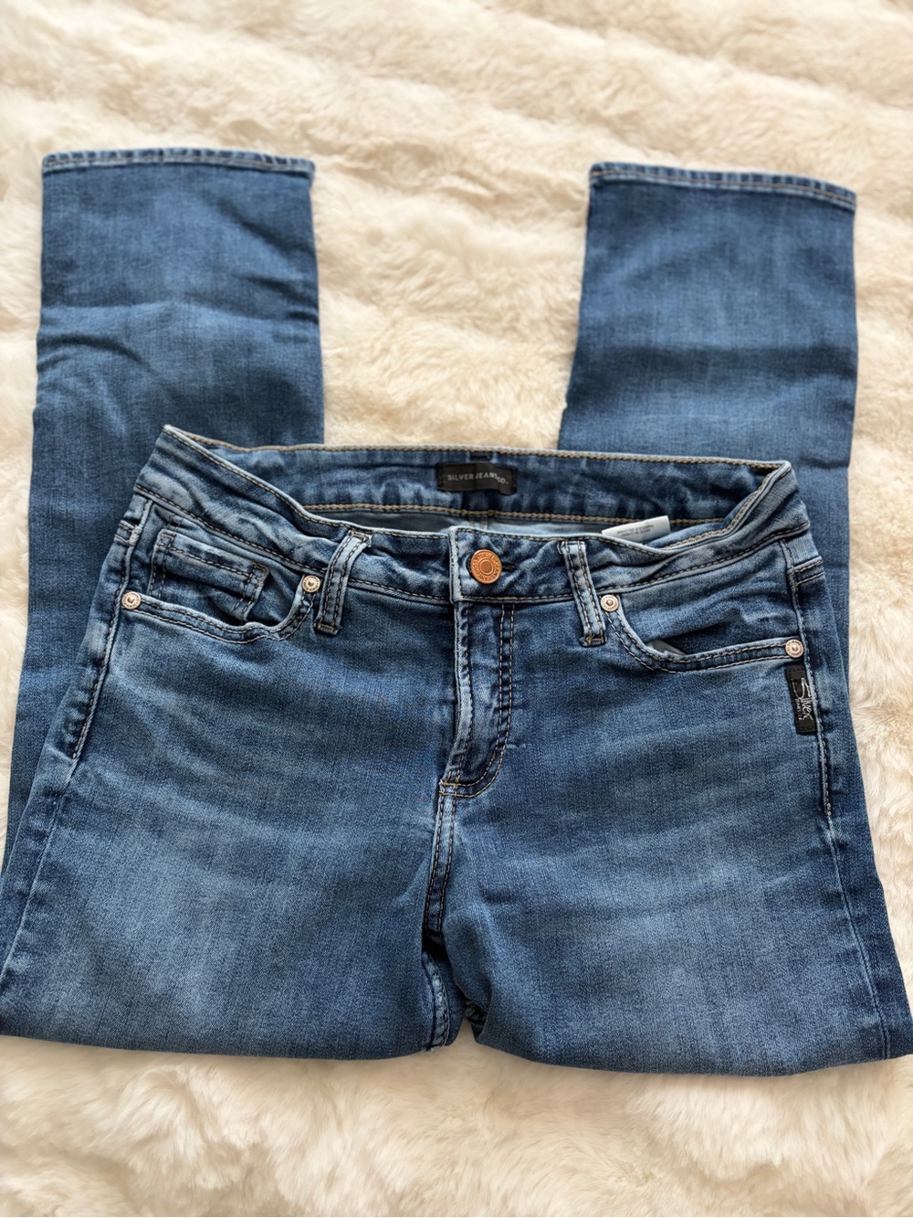 Silver Jeans Women's Skinny Mid Blue Stretch Denim